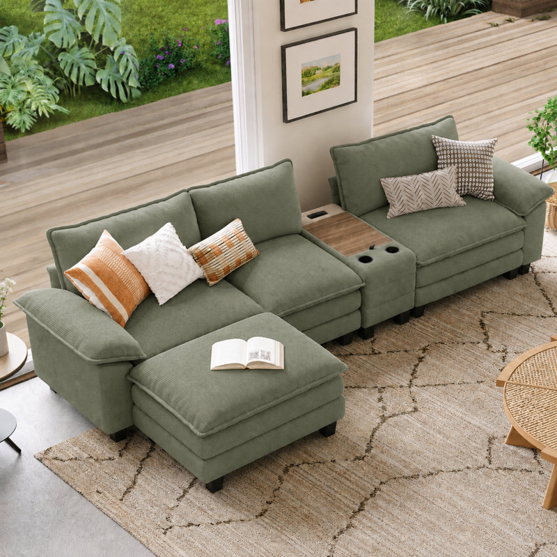 Table de bout modulaire avec rangement et porte-gobelets 15,3 po Colbey, Vert