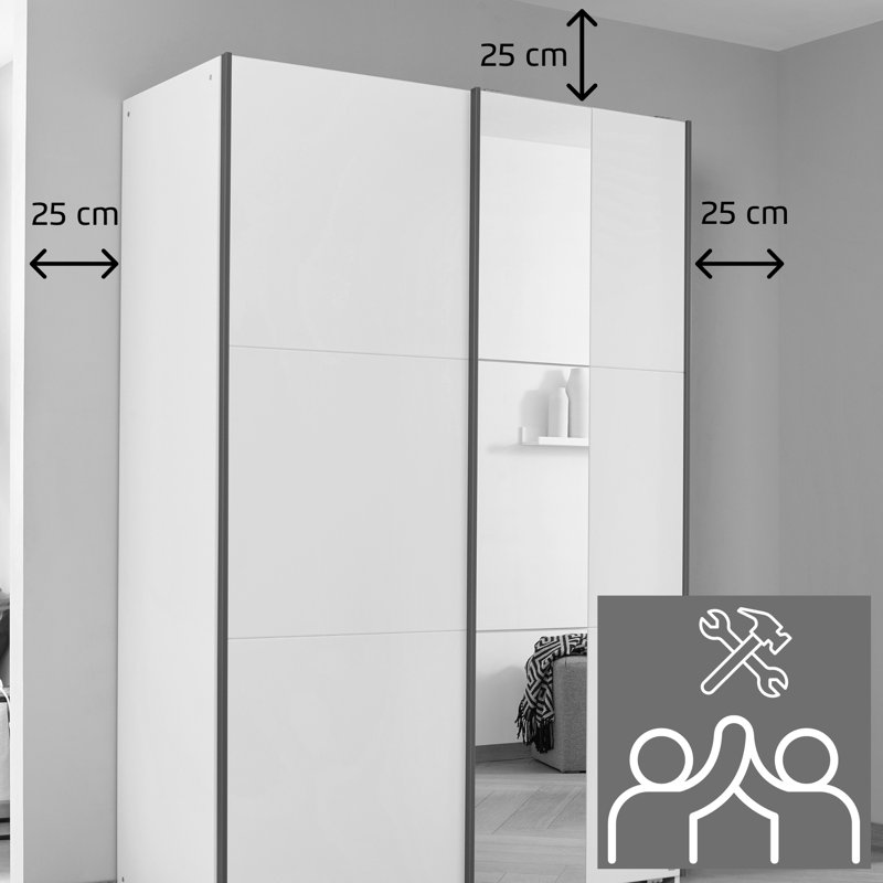 Ewert Bedroom Set, Alpine white and metallic grey