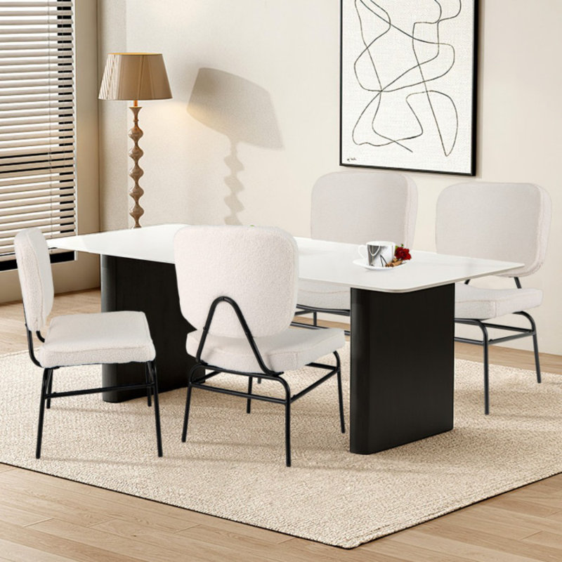 Chaise d'appoint rembourrée en Sherpa avec rembourrage en éponge, Beige