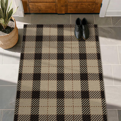 Easy Jute Neutral 3X4 Rugs For Entryway, Buffalo Plaid Outdoor Mat For Front Door, Washable Rugs For Entryway Indoor, Small Living Room, Non Slip Farmhouse Checkered Black And Beige Décor