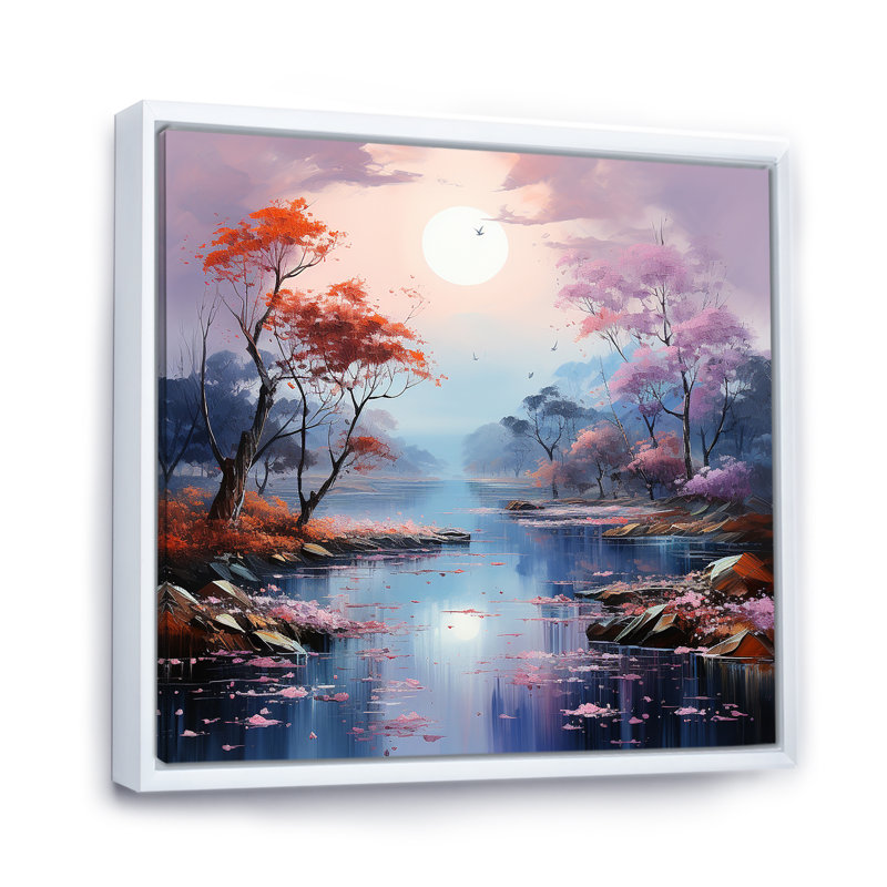 «Mystical Lakes Charm», impression sur toile, H 16 po x l 16 po x P 1 po, Cadre flottant blanc