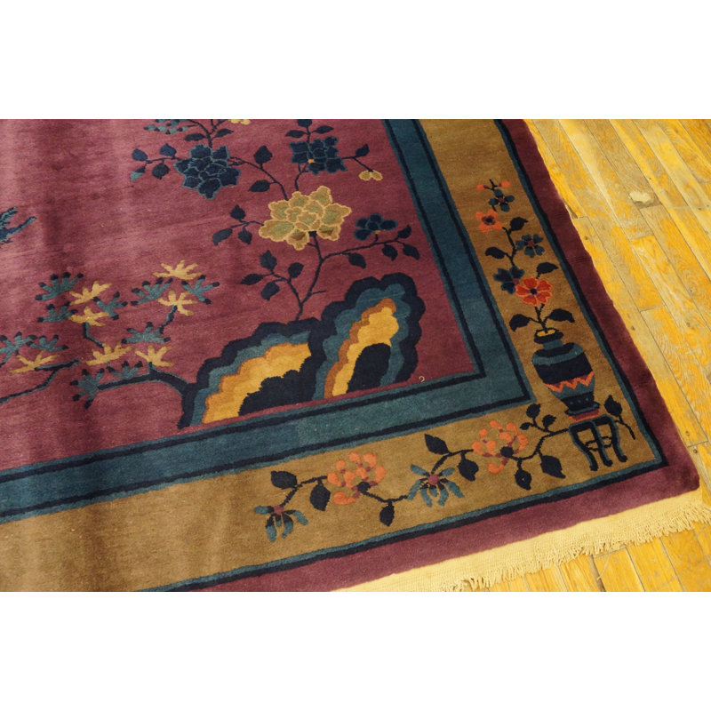 Purple Antique Floral Art Deco Chinese Carpet
