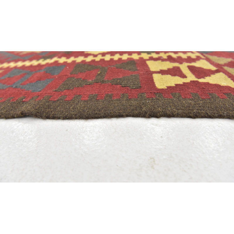 Tapis zone en laine bourgogne/grise 5 pi x 8 pi 2 po one-of-kind à la main noué la Lorain