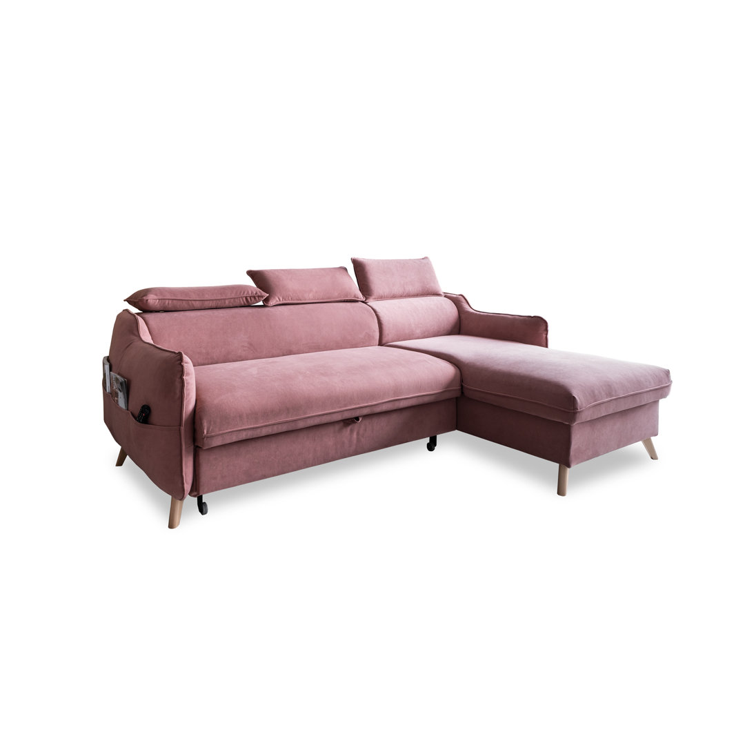 Ecksofa Henry aus Samt mit Bettfunktion