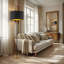 Lampe sur pied moderne en métal avec abat-jour en rotin et finition dorée, cordon de 72 po, globe givré, ampoule DEL incluse, homologuée UL
