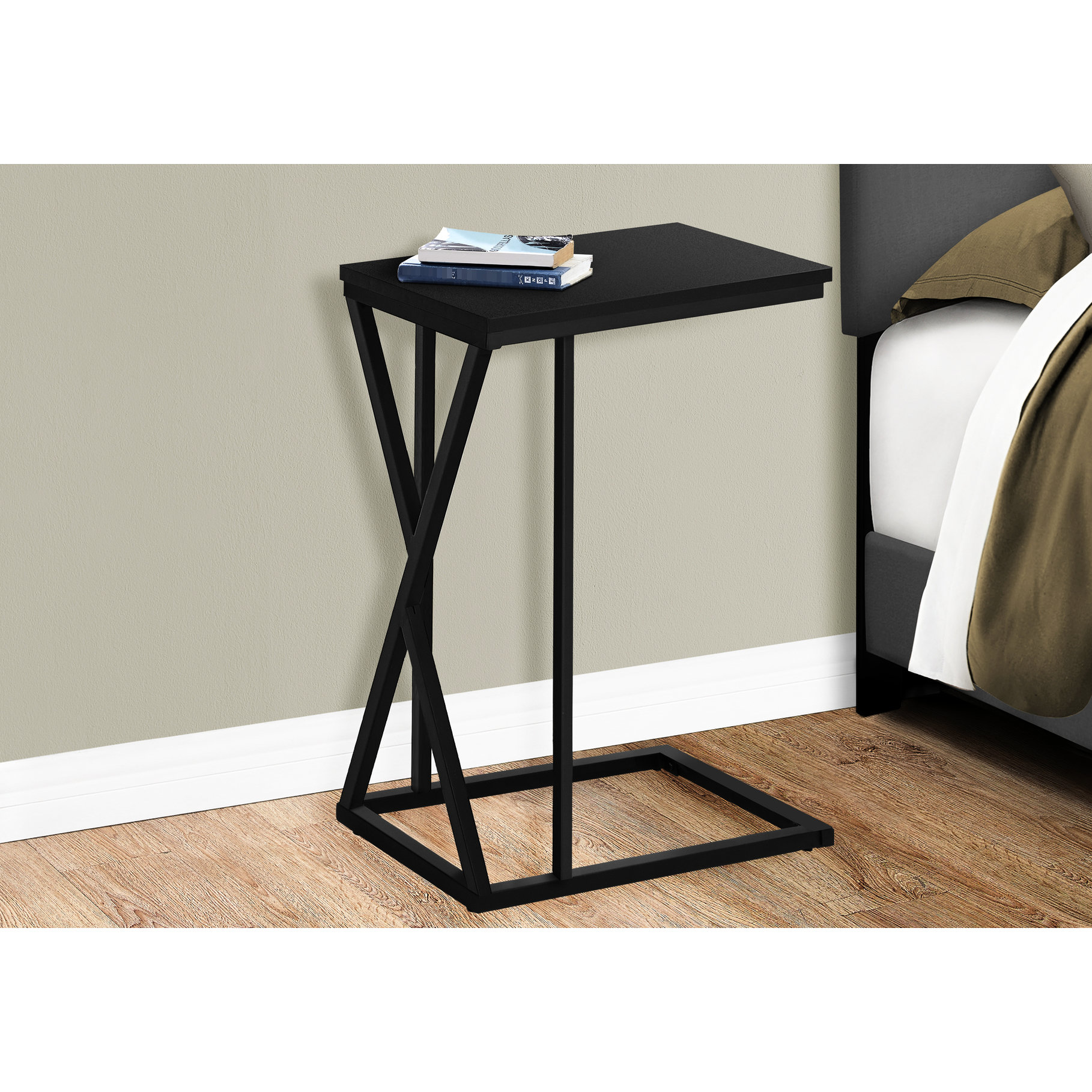Wrought Studio Contemporary Side Table With Black Rectangular Top And ...