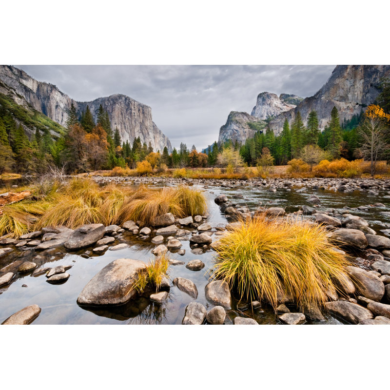 Merced River In The Fall - Wrapped Canvas Art Prints, 61cm H x 91cm W x 3.8cm D