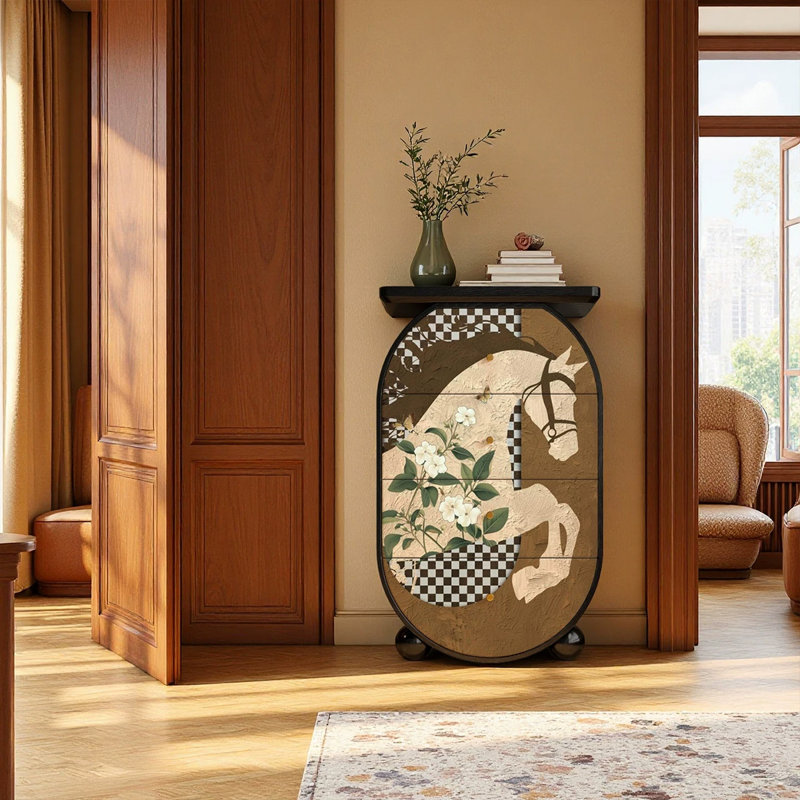 Buffet décoratif rétro en bois de noyer massif, Walnut