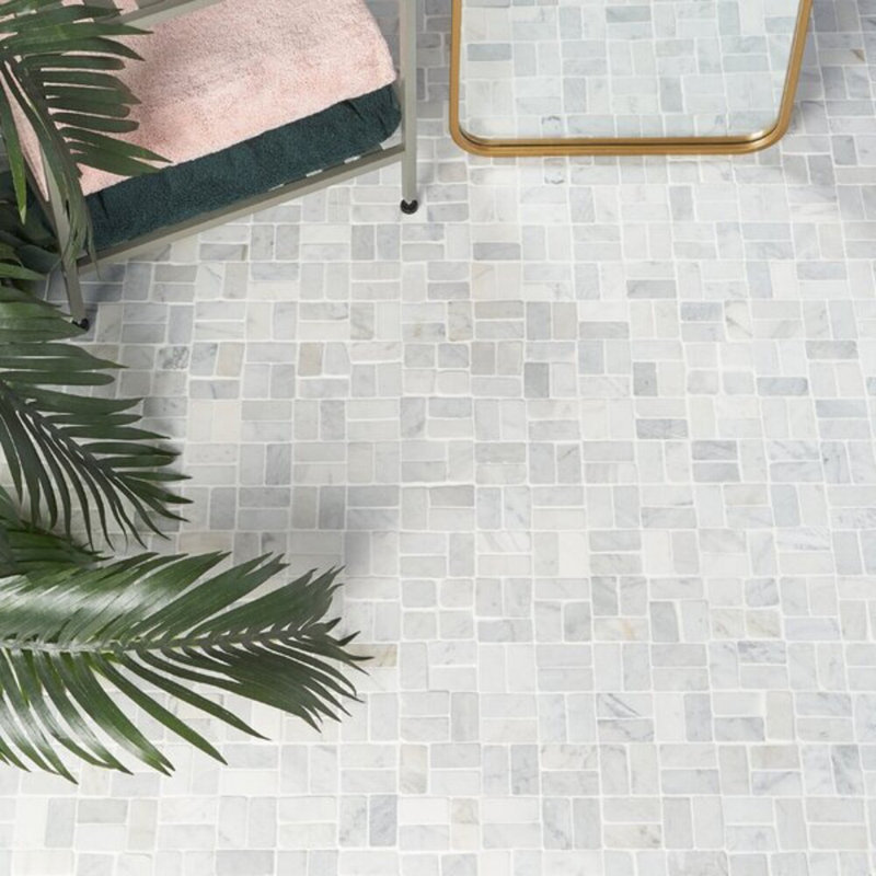 Nature Antique Lava Black Pebble Mosaic Tile, Carrara