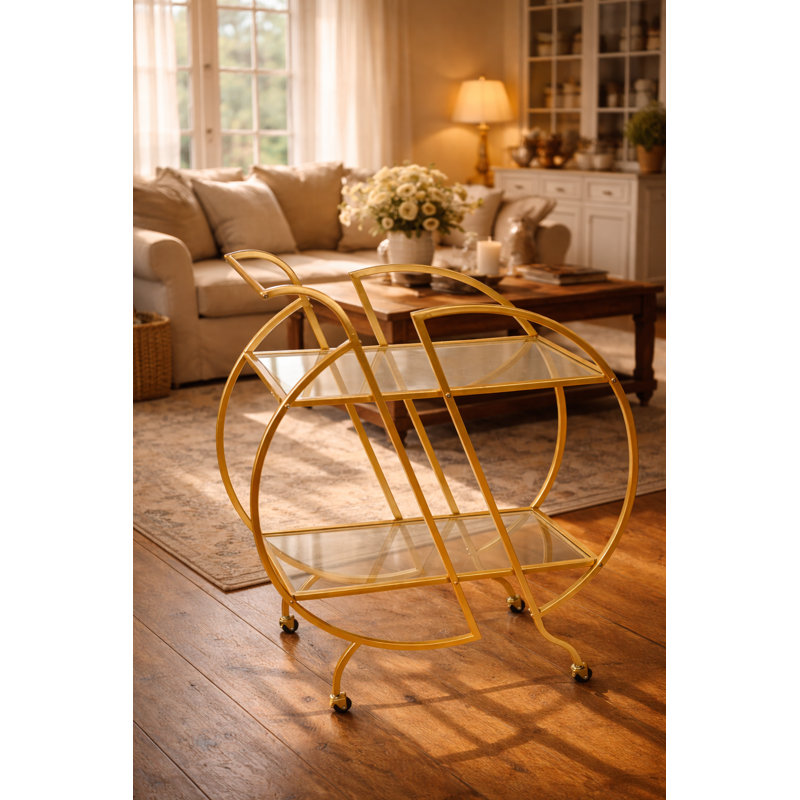 Chariots de service Gold pour chariot de service Home, avec roulettes or, L 34,5 po x l 15,2 po x H 40,1 po, métal, îlots de cuisine et chariots, or