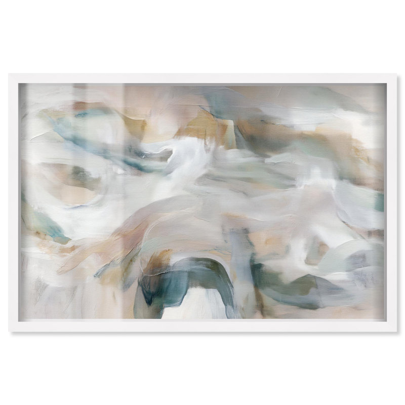 «Whispering Colors IV Shadowbox», art abstrait discret par Art Remedy, H 11 po x l 16 po, Blanc