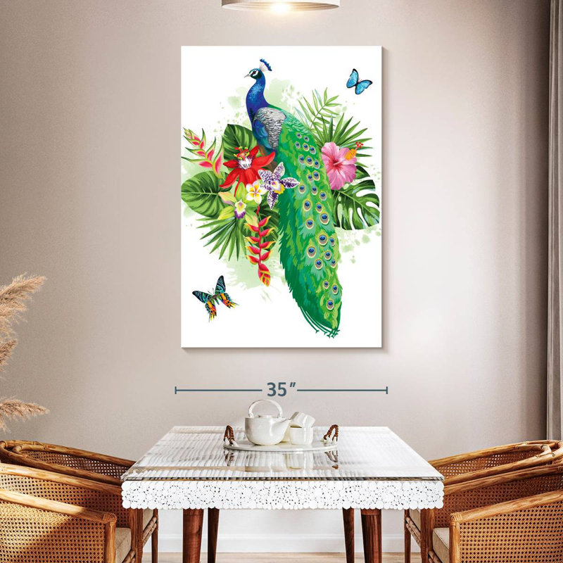 Brampt Tropical Blue Peacock, 51" H x 34" W