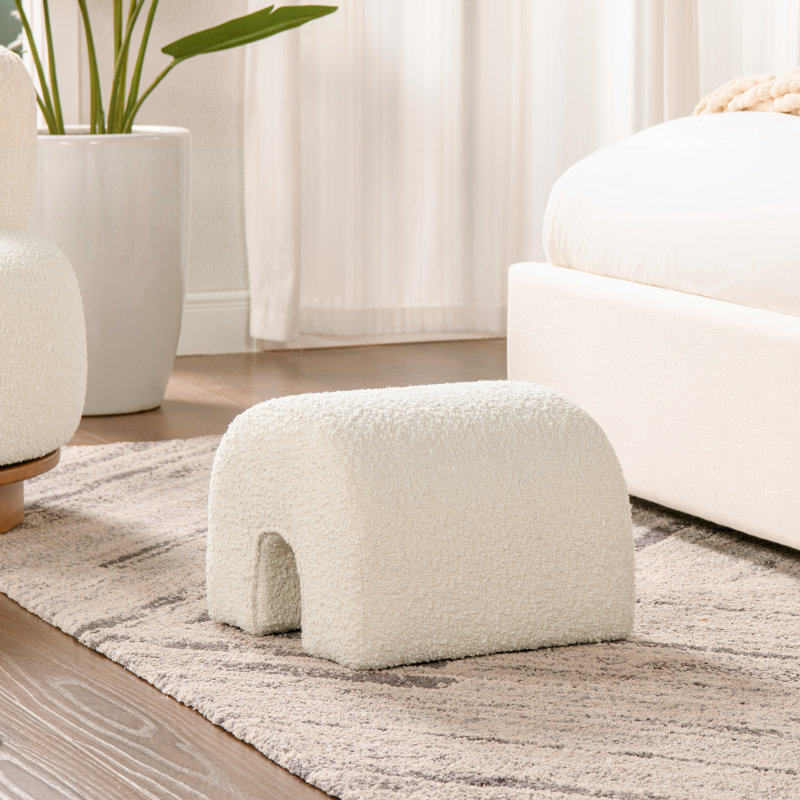 Serafina Upholstered Ottoman, Ivory Boucle
