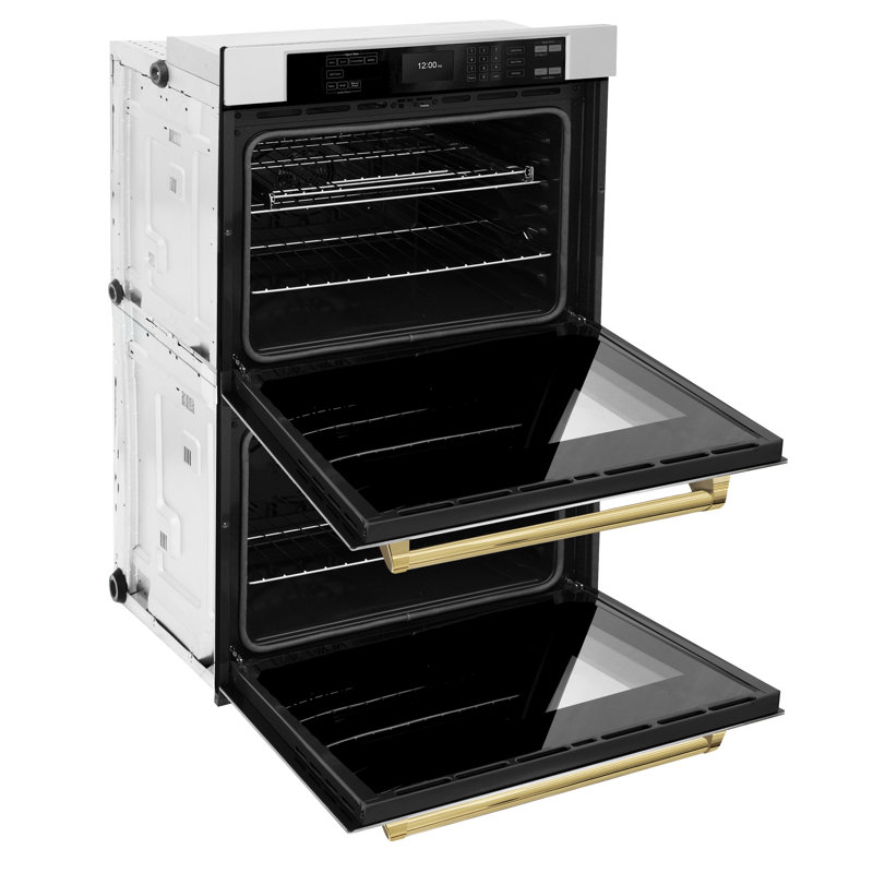 ZLINE 30 in. True Convection Double Wall Oven w/ Air Fry and Self Clean, Stainless Steel, Polished Gold
