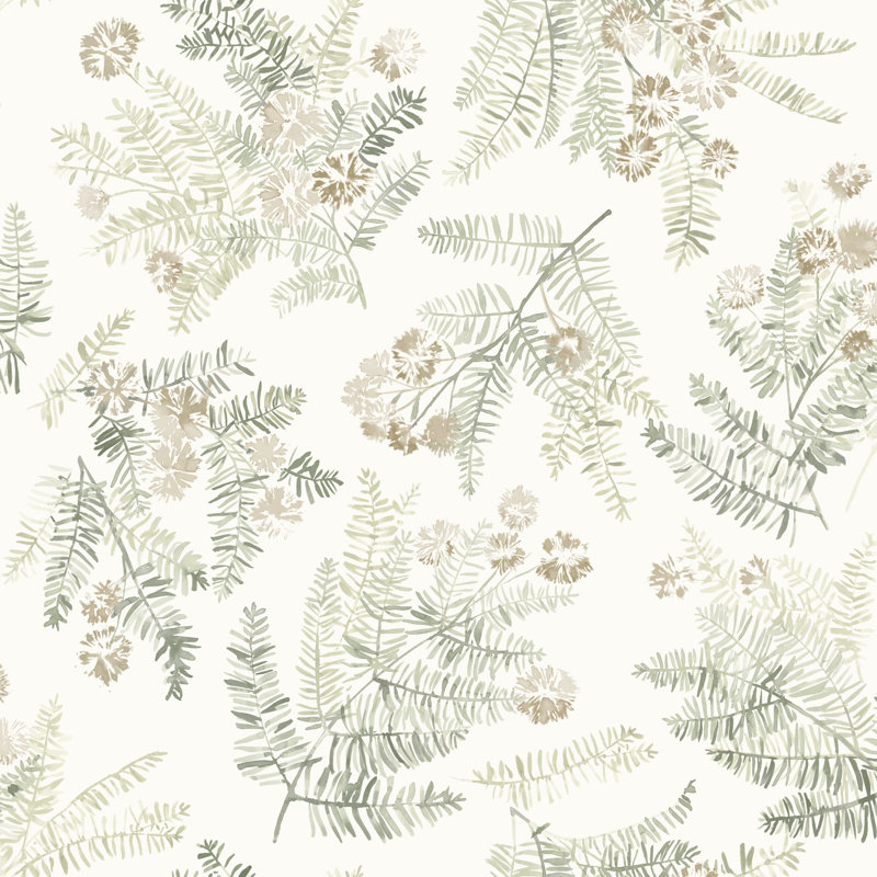 Papier peint botanique vert Frith, Vert