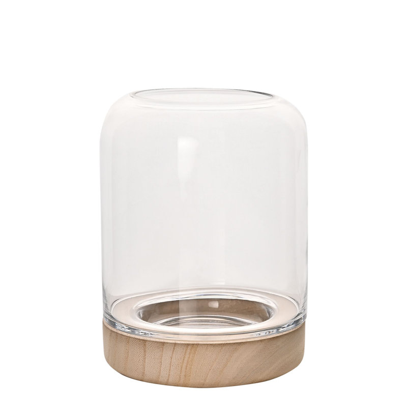 Glass Tabletop Candlestick, 20.8 cm H X 16 cm W X 16 cm D