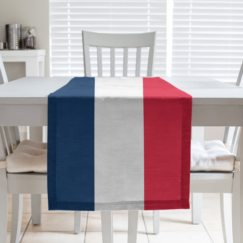 Miami Basketball Table Runner, 72" L x 16" W, Navy Blue/White/Red, Cotton Twill