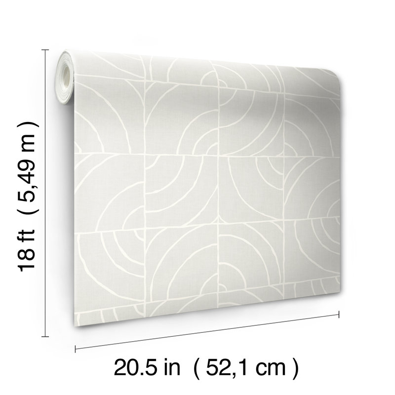 Rouleau de papier peint adhésif L 18 x l 20,5 po Adalard Batik Blok, gris