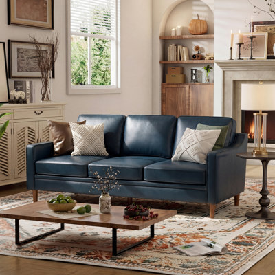Barton 80.31'' Faux Leather Square Arm Sofa
