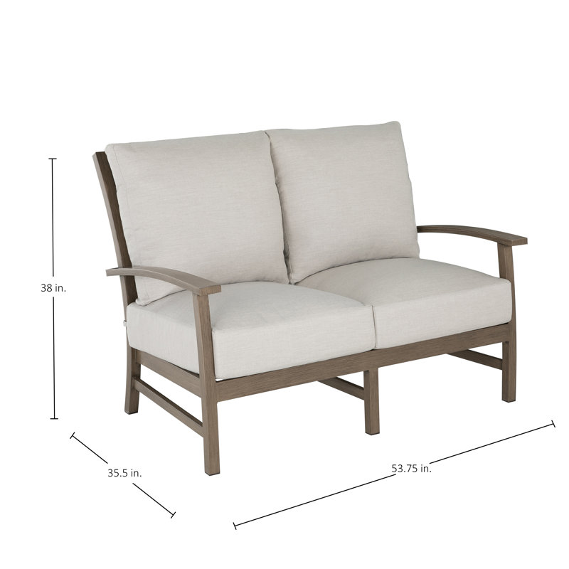 Causeuse Charleston, No Welt + Standard Fill, Lin indigo, Oak