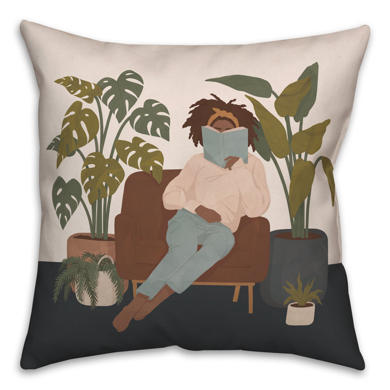 Tropical Brown and Beige Square Throw Pillow