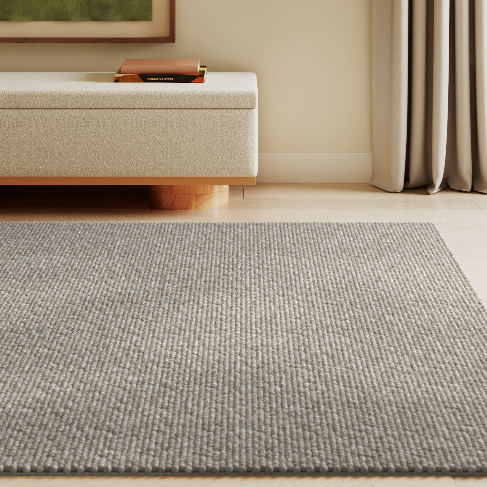 Elle Silver Hand-Woven Wool Rug, Rectangle 6' x 9'