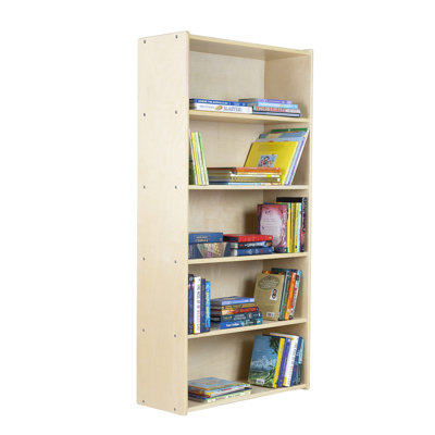 Bibliothèque à 5 tablettes, bibliothèque Montessori en contreplaqué de bouleau, unité de rangement 60 "