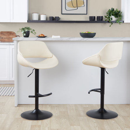 Fabrico Adjustable Barstool With Rounded T Footrest - Set Of 2