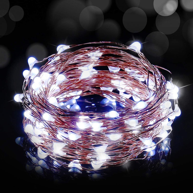 LED Indoor / Outdoor String Lights, White, 10cm H x 2cm L x 4cm D