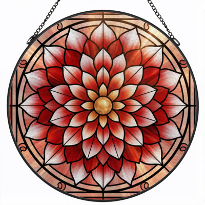 Panneau de vitrail floral Mandala