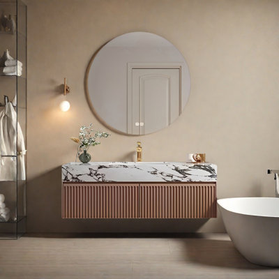Light luxury style rock slab bathroom cabinet