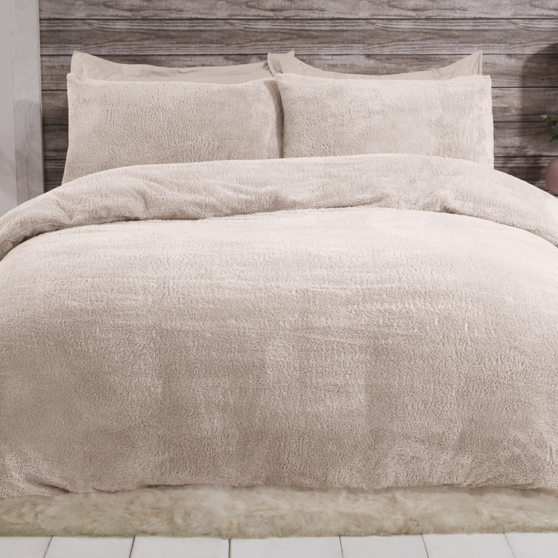 Livinia Polyester Solid Colour Duvet Cover Set with Pillowcases, Natural, Single - 1 Standard Pillowcase
