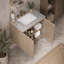 Meuble-lavabo 30 po, meuble autoportant, comptoir en granit naturel et lavabo en céramique avec 3 trous de robinet pré-percés, démonté, sans robinet, ensemble de drain et couvercle d'évier, couleur grain de bois Heidelberg