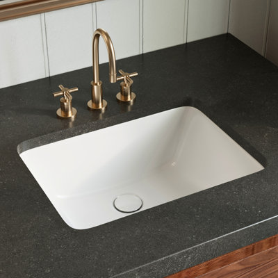 Lavabo de salle de bain rectangulaire encastrable 20 po x 15 po Los Flexi, lavabo encastré en céramique blanche avec trop-plein