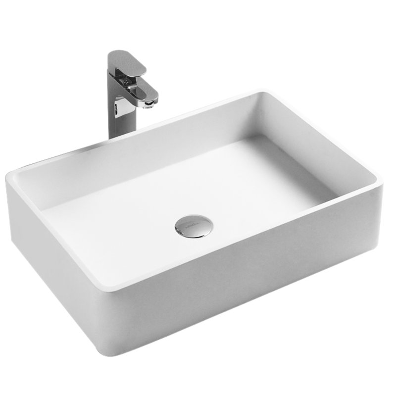 DCOR Design 15.75'' Matte White Rectangular Bathroom Sink with Faucet and Overflow