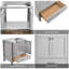 Meuble-lavabo de 76 cm (30 po), armoire de rangement de salle de bain avec cadre en bois massif, comptoir de toilette autoportant avec lavabo gris