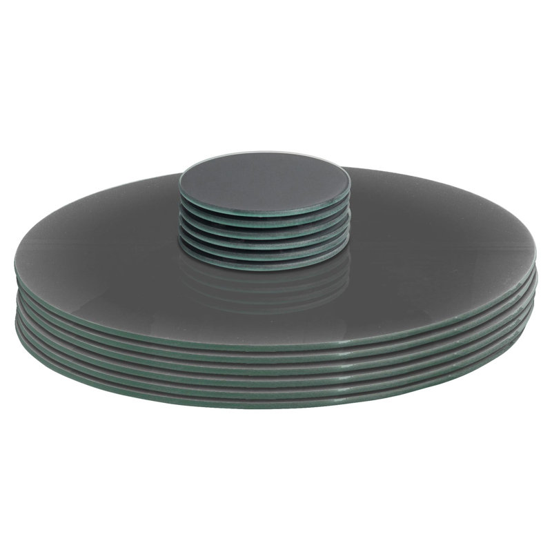 Harbour Housewares - 12pc Round Glass Placemats & Round Coasters Set - 30cm, Grey