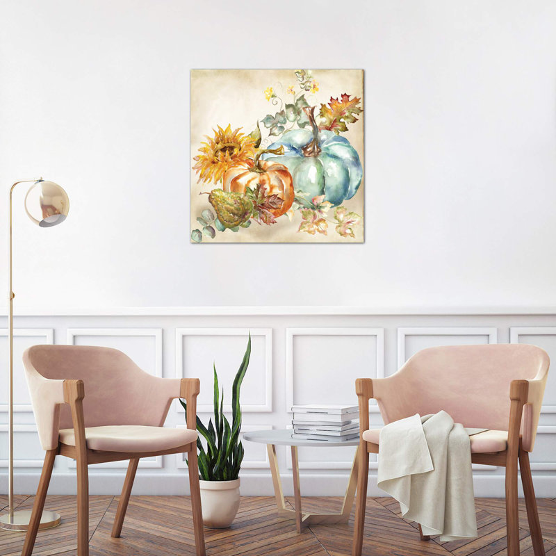 Watercolour Harvest Pumpkin IV - Wrapped Canvas Painting, 45.72 cm H x 45.72 cm W x 1.91 cm D