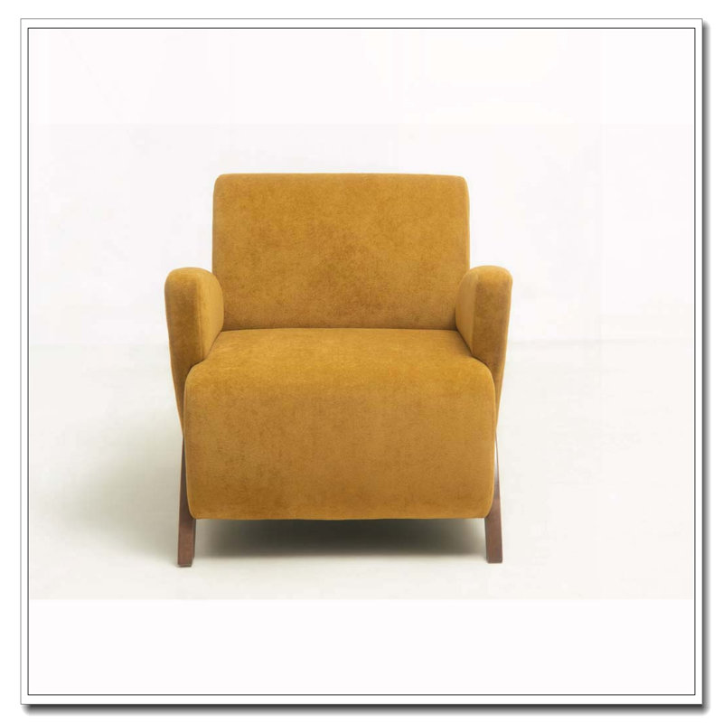 Fauteuil d'appoint en velours 28,15 pouces, Jaune brunâtre