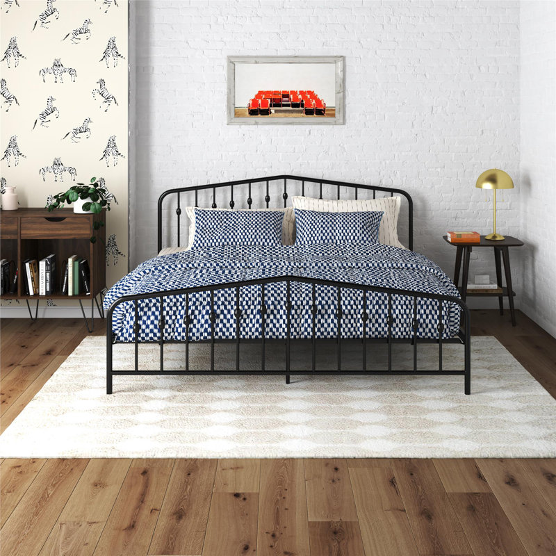 Bushwick Metal Platform Bed, Black, King