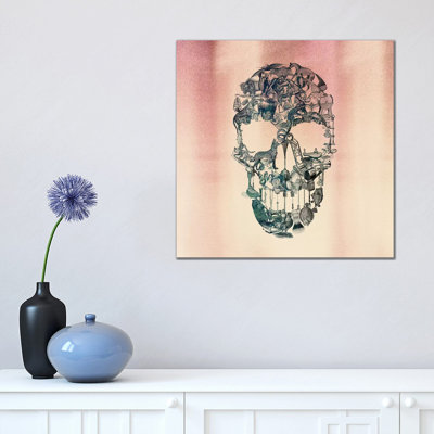 Skull Vintage, Square 1 Piece Wrapped Canvas Painting