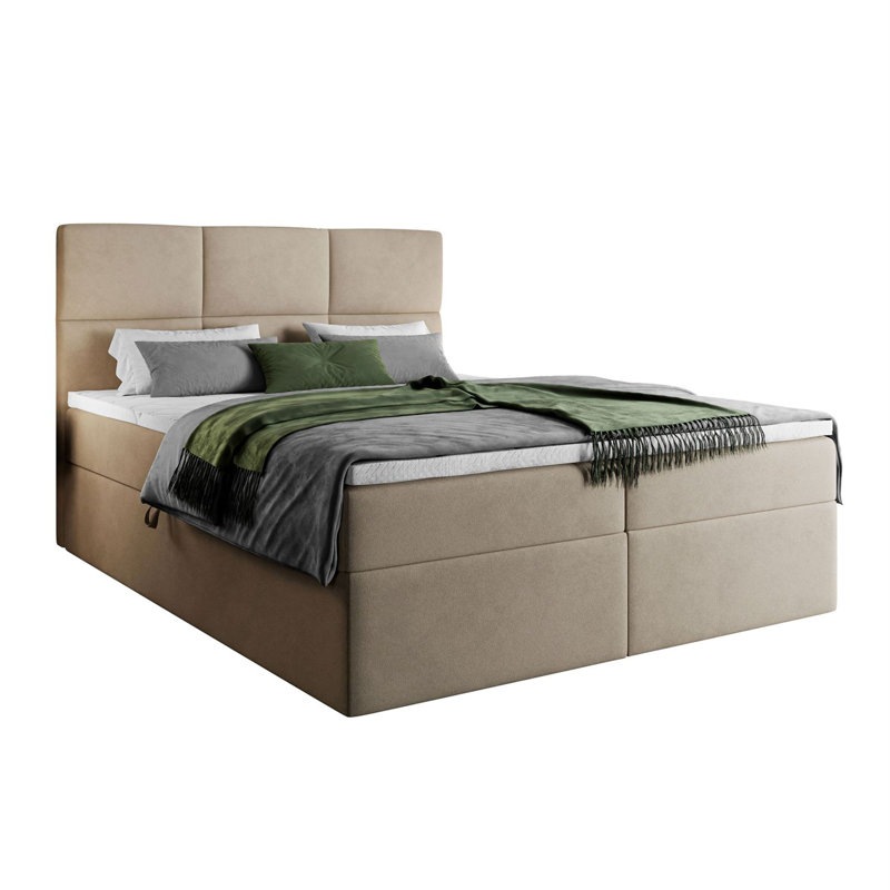 Upholstered Bed Behzad, Beige, 120cm x 200cm