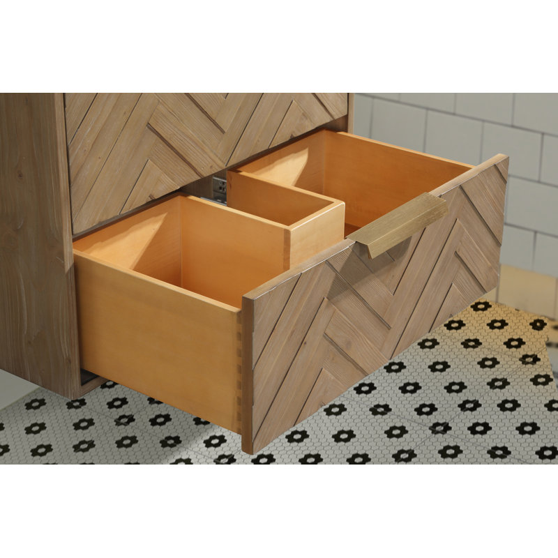Carlsbad 30" Weathered Fir Floating Bathroom Vanity with Ceramic Top