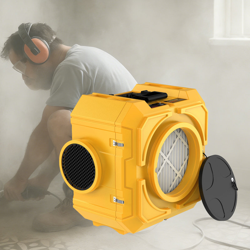 24.4 Inch Negative Air Scrubber, HEPA Filtration, Yellow