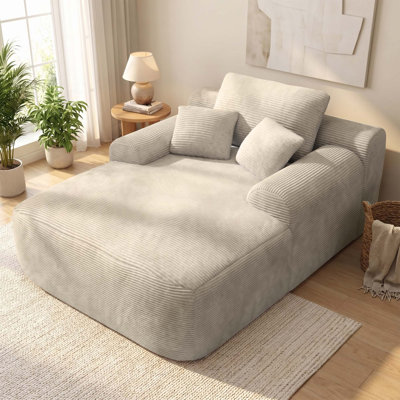 Méridienne convertible 47 po en velours côtelé 47 po avec accoudoirs larges et coussins décoratifs pour le salon, la chambre à coucher, aucun assemblage requis