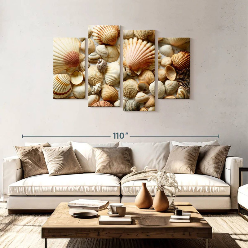 Aletra divers coquillages, H 48 po x l 75 po