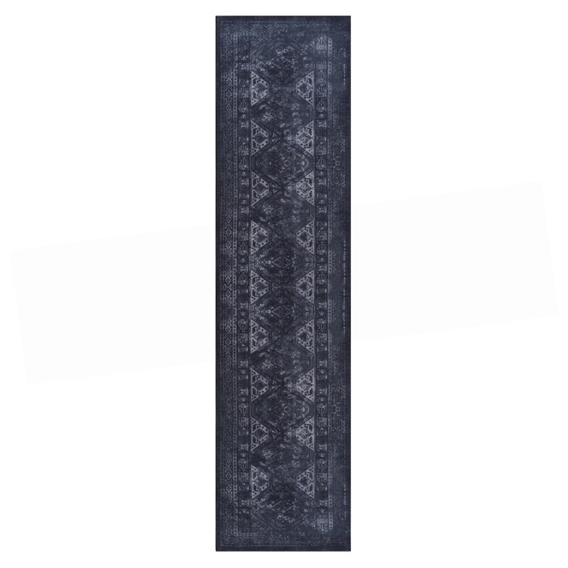 Black Washable Rug Runner Rug, Runner 2'6" x 10'