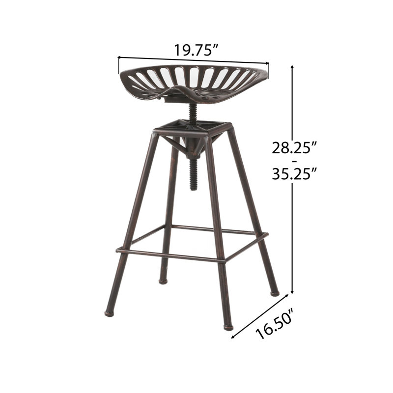 Belkis Adjustable Height Counter Stool with Metal Frame, Copper