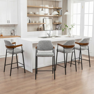 Devane Upholstered Counter Stool With Armrest