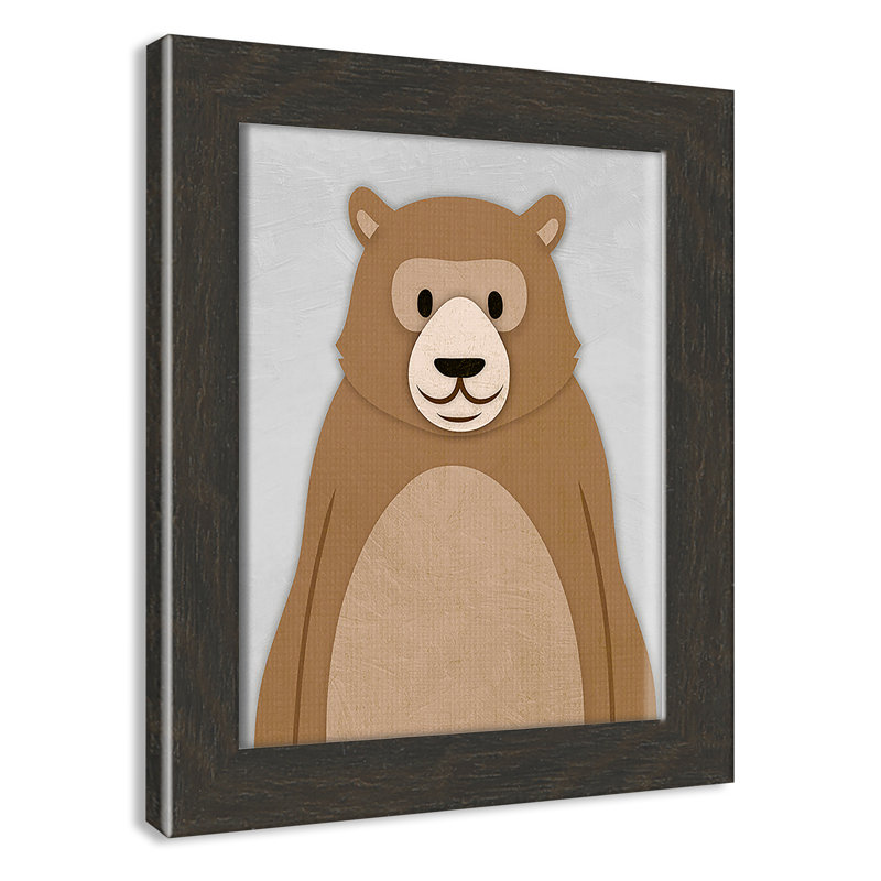 Adhésif décoratif Cheery Bear, H 14 po x l 10 po x P 0,6 po, Cadre plat à grain de bois noir